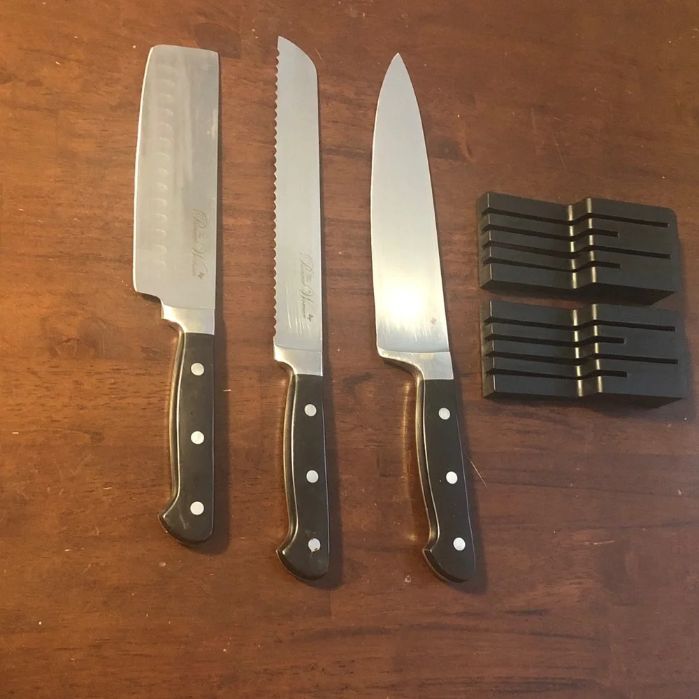 🥧🔥 The Pioneer Woman 3-Piece Knife Set with Black Handles and Blade Guards